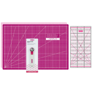 Semplix cutting mat set A3 pink/berry/ ruler/ rotary cutter 28 mm