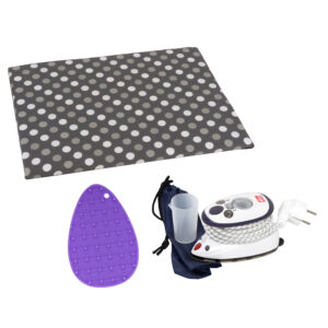 Semplix ironing board gray + mini iron + silicone tray purple
