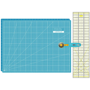 Semplix cutting mat set A2 turquoise/ yellow (mat 60 x 45 cm)