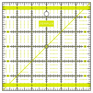 Semplix patchwork quilting ruler (6" x 6" / 2.5 mm thick / yellow)