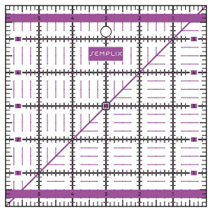 Semplix patchwork quilting ruler (6" x 6" / 2.5 mm thick / purple)