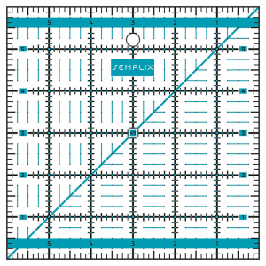 Semplix patchwork quilting ruler (6" x 6" / 2.5 mm thick / turquoise)