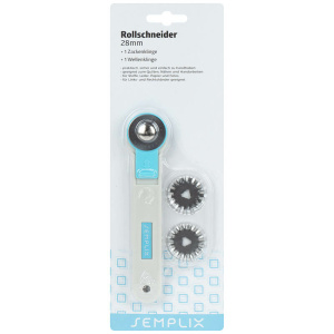 Semplix rotary cutter mini 3 blades (28 mm / straight - serrated - wavy / blue)