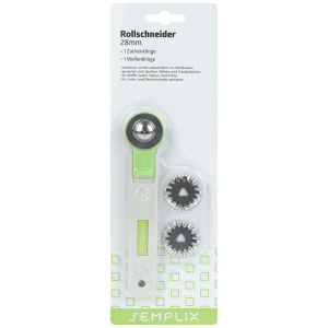 Semplix rotary cutter mini 3 blades (28 mm / straight - serrated - wavy / green)