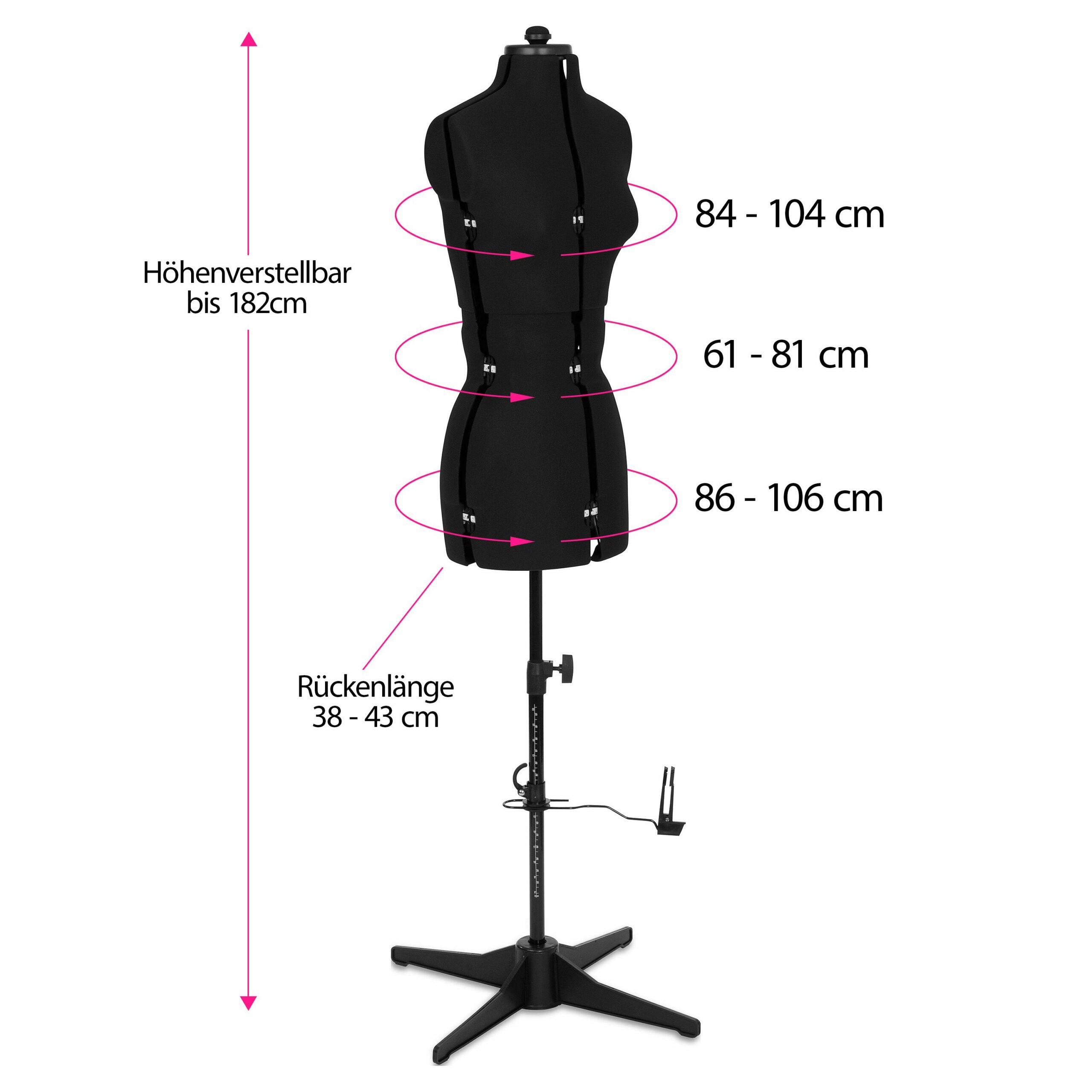 Tailor's dummy/tailor's bust Supa Fit "S" (adjustable / black)