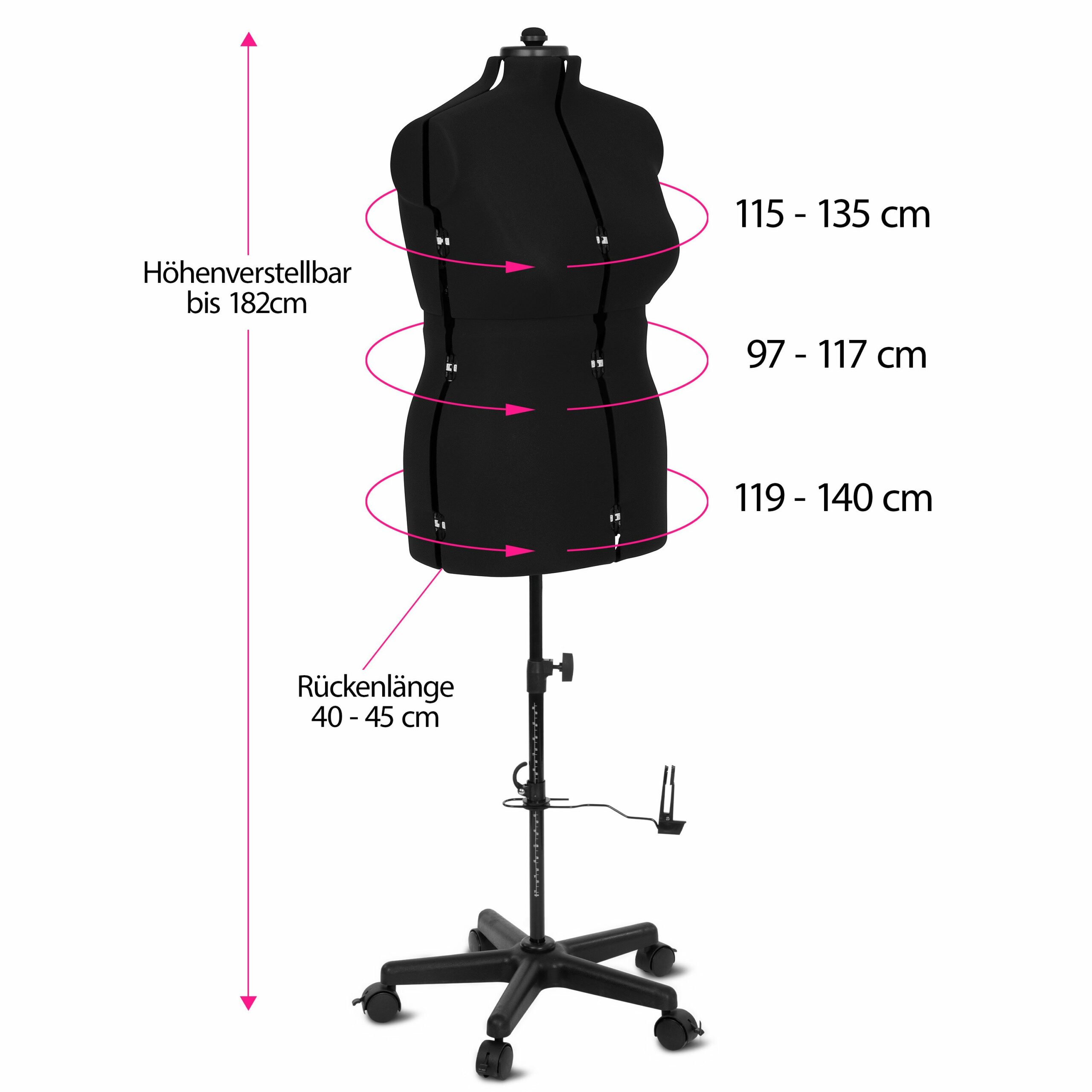 Supa Fit "L" tailor's dummy/tailor's bust with castors (adjustable / black)