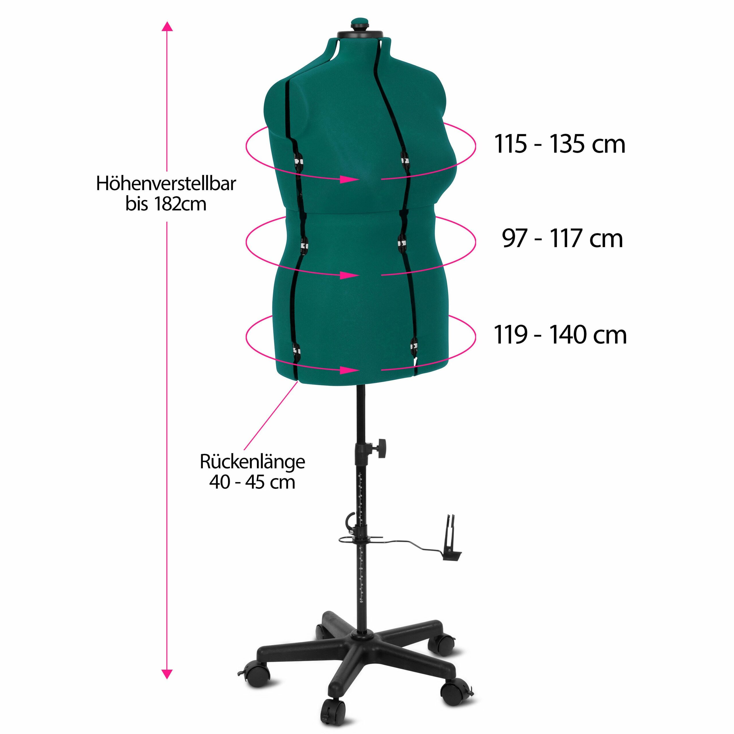 Supa Fit "L" tailoring dummy/tailor's bust with castors (adjustable / turquoise)