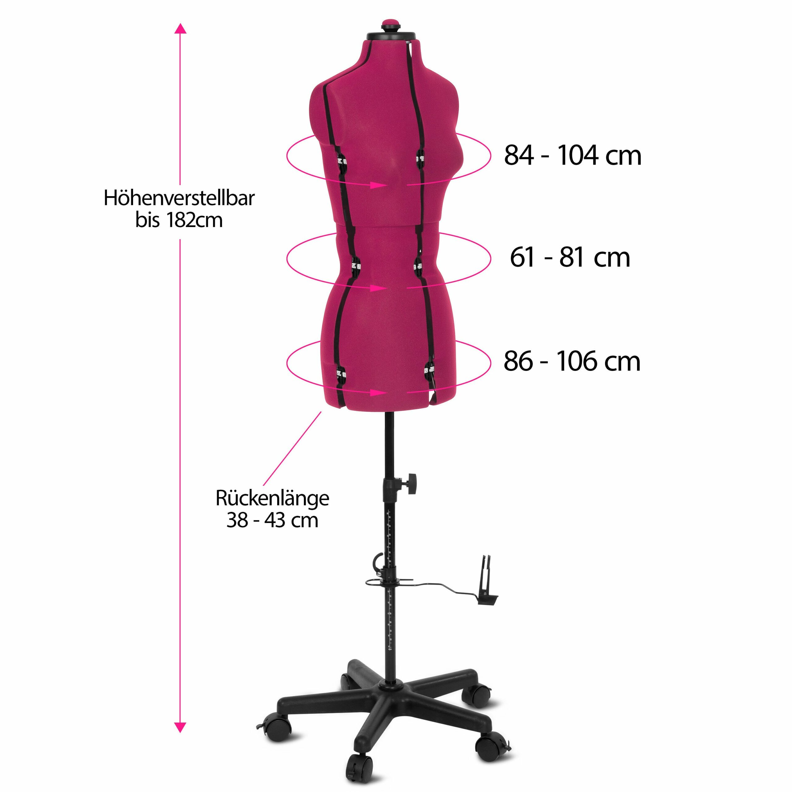 Tailor's dummy/tailor's bust Supa Fit "S" with castors (adjustable / pink)