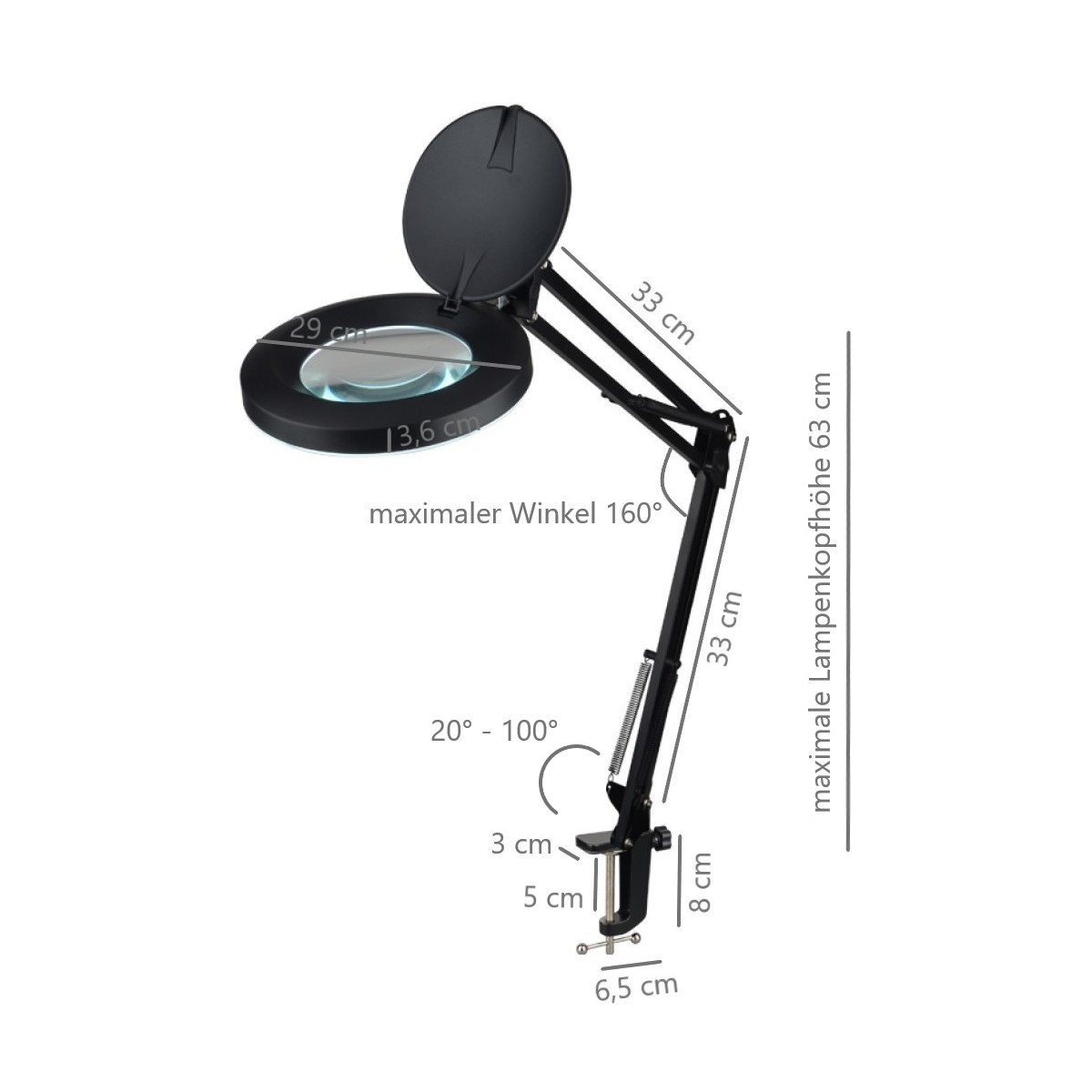 Semplix magnifying LED table lamp (black)