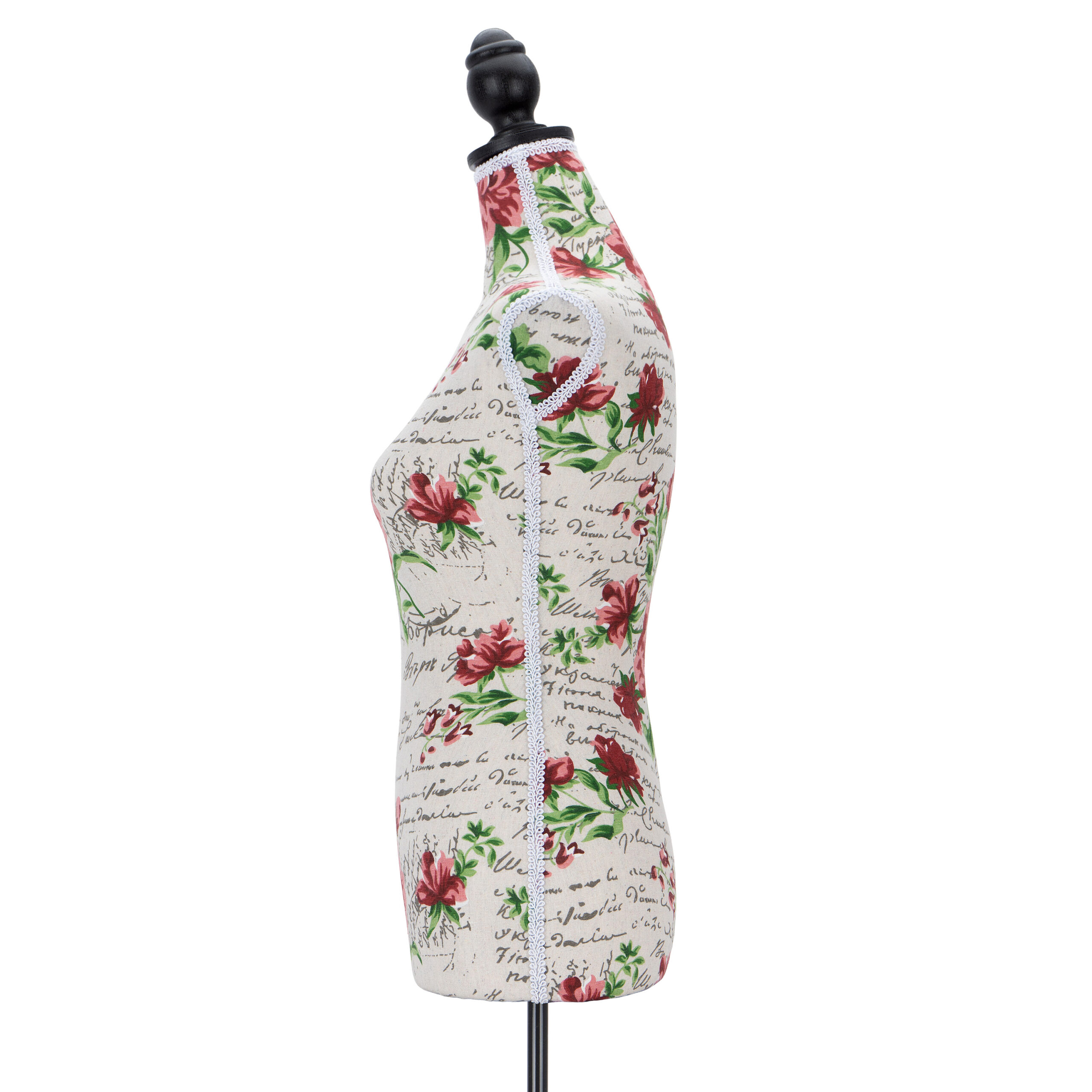 Semplix Schneiderbüste „Calico Rosen“ | Dekorative Schneiderpuppe mit Rosenmotiv