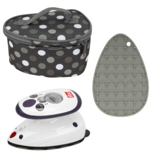 Semplix Prym Mini-Bügeleisen Bundle – Polka Dots anthrazit + Silikonablage grau