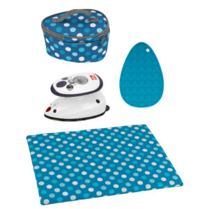Semplix ironing set with Prym mini iron, 4 pcs, polka dots turquoise