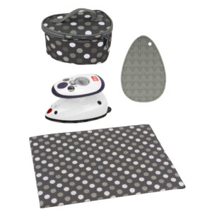 Semplix ironing set with Prym mini iron, 4 pcs, polka dots anthracite