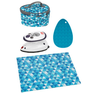 Semplix ironing set with Prym mini iron, 4 pcs, Diamond Design Petrol/Turquoise