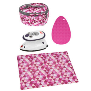 Semplix ironing set with Prym mini iron, 4 pcs, Diamond Design berry