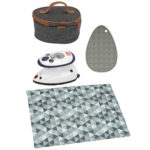 Semplix ironing set with Prym mini iron, 4 pieces, anthracite/brown