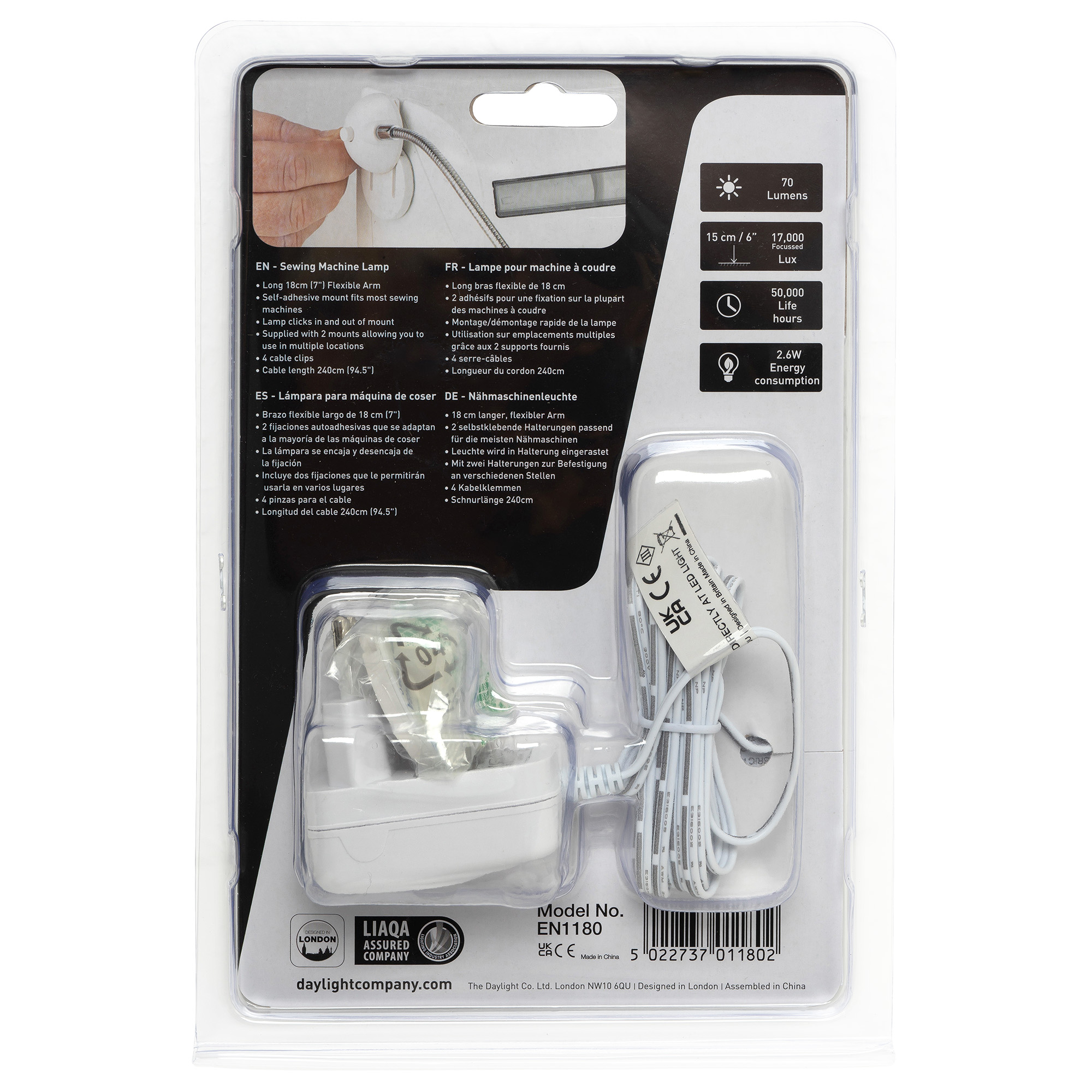 Daylight LED Nähmaschinen Lampe mit Schwanenhals