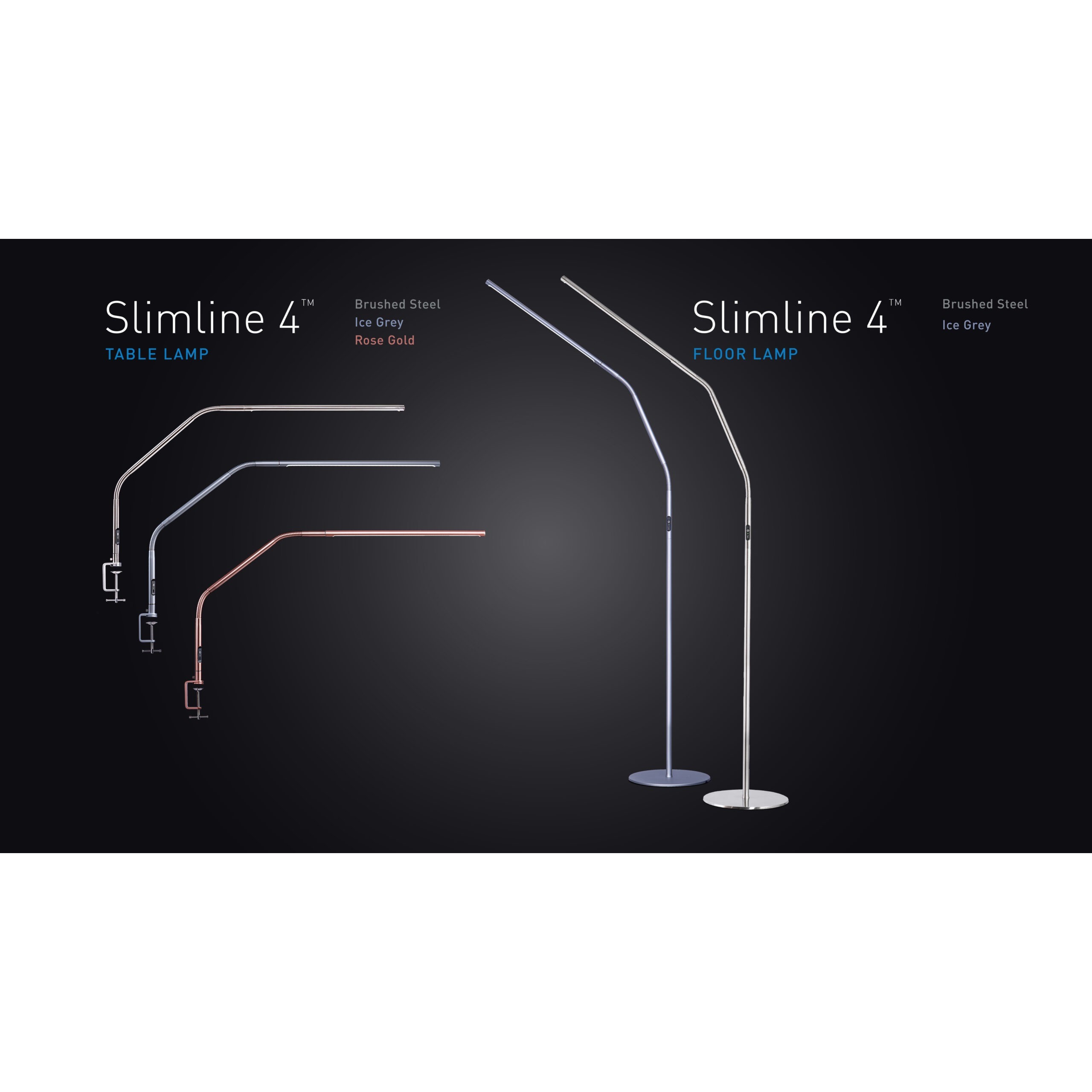 Daylight Slimline 4 Tischlampe/Tischleuchte (gebürsteter Stahl)